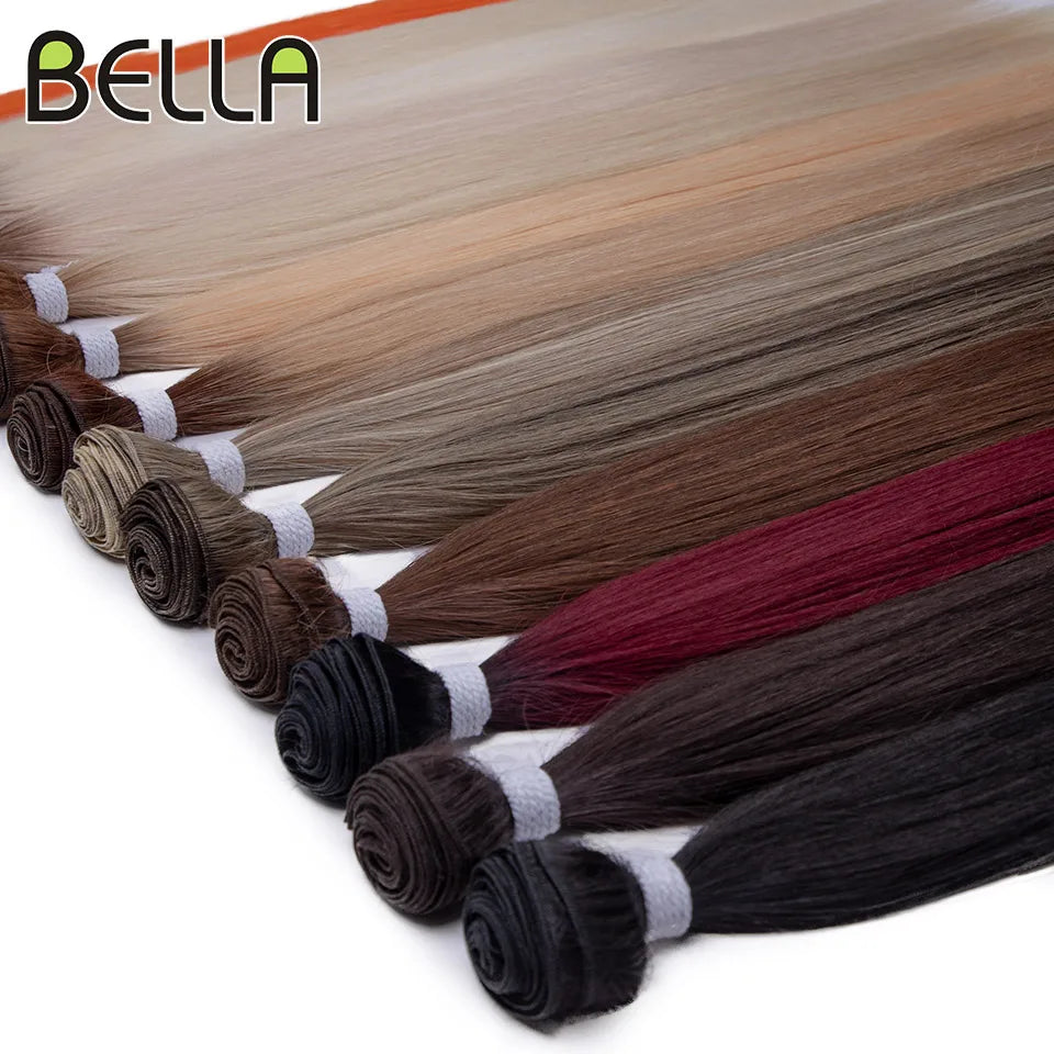 Bella 26 inch Yaki Straight Hair Extensions Salon Synthetic Hair Bundles High Temperature Fiber Ombre Blonde Hair Free Shipping