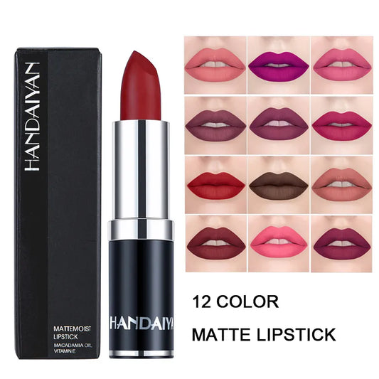 12 Color Lipstick Lip Makeup Sexy Woman Velvet Matte Lipgross Tint For Lips Long Lasting Waterproof Non-stick Cup Lip Cosmetics