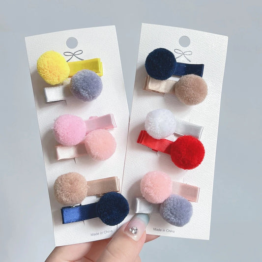 12pcs/lot hair accessories hairpin small Pompon gripper original Korean children hair clip 668