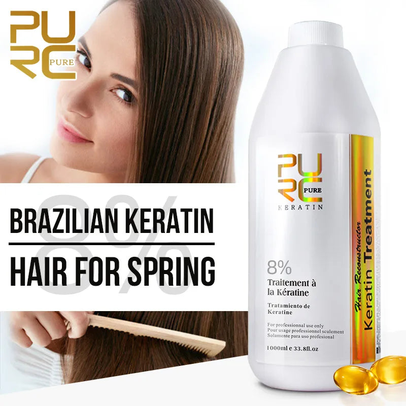 PURC Brazilian Keratin Hair Treatment Formalin Pure Keratin Straightening Smoothing for Hair Hot Sale Free Shipping 1000ml 11.11