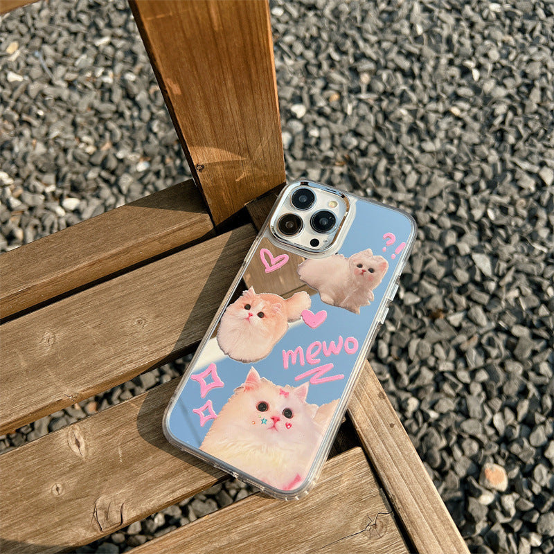 Electroplated Mirror Faced Kitten Phone Case