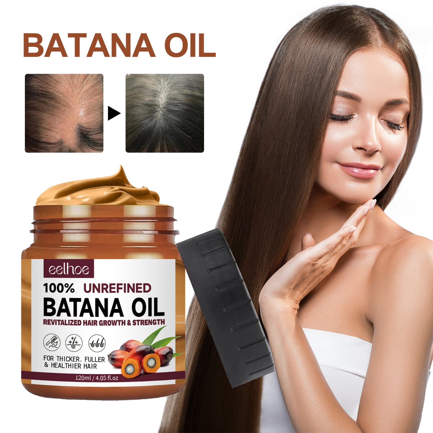 Natural Batana Oil,  Batana Oil From Honduras Unrefined For Men & Women 4.05 Fluid Ounces